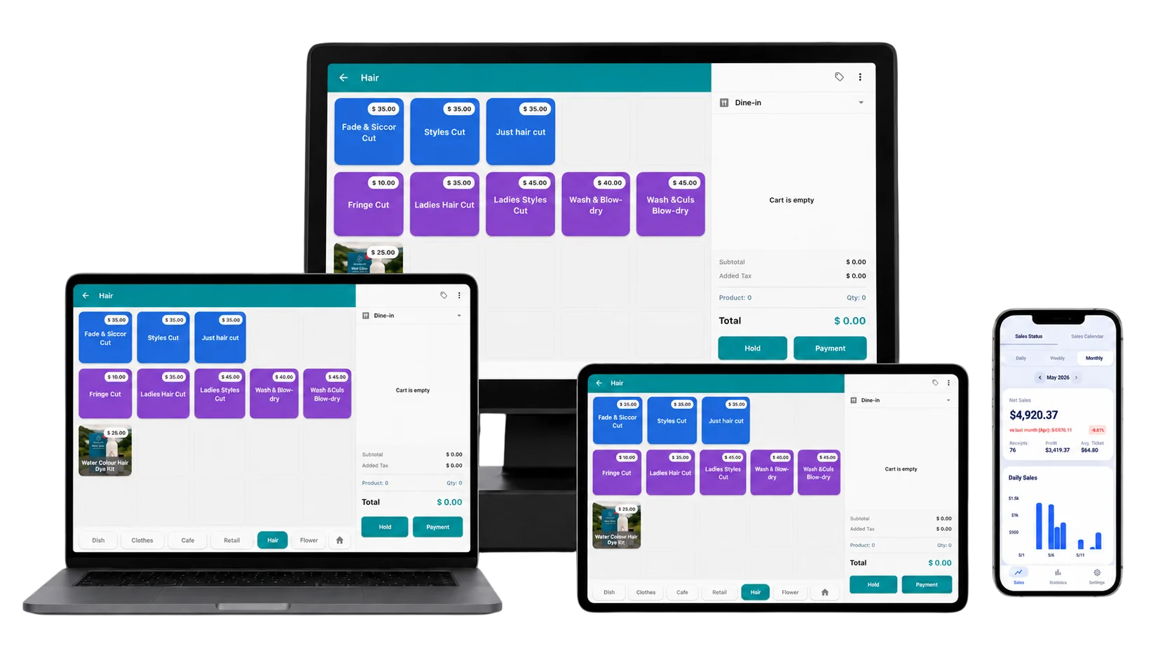 modaPos running on multiple devices