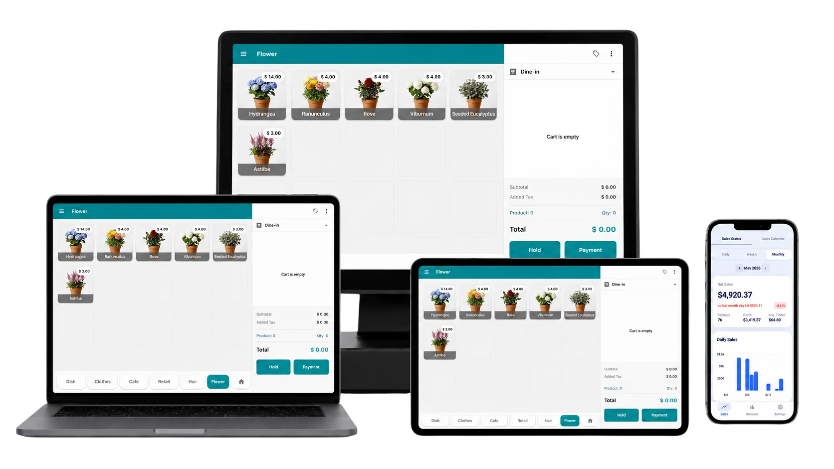 modaPos running on multiple devices