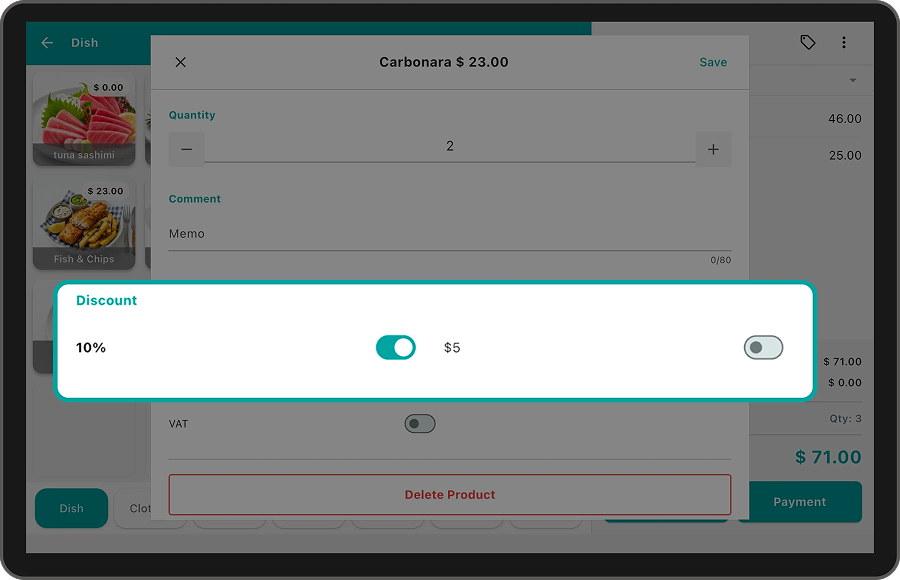 Per-item discount screen