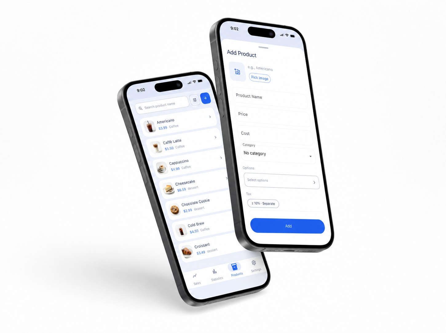 Dashboard item management screen for adding and editing items on a phone