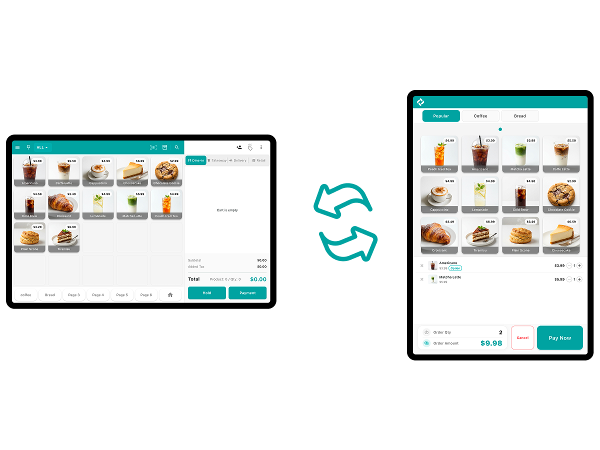 ModaPOS screen switching between POS mode and kiosk mode