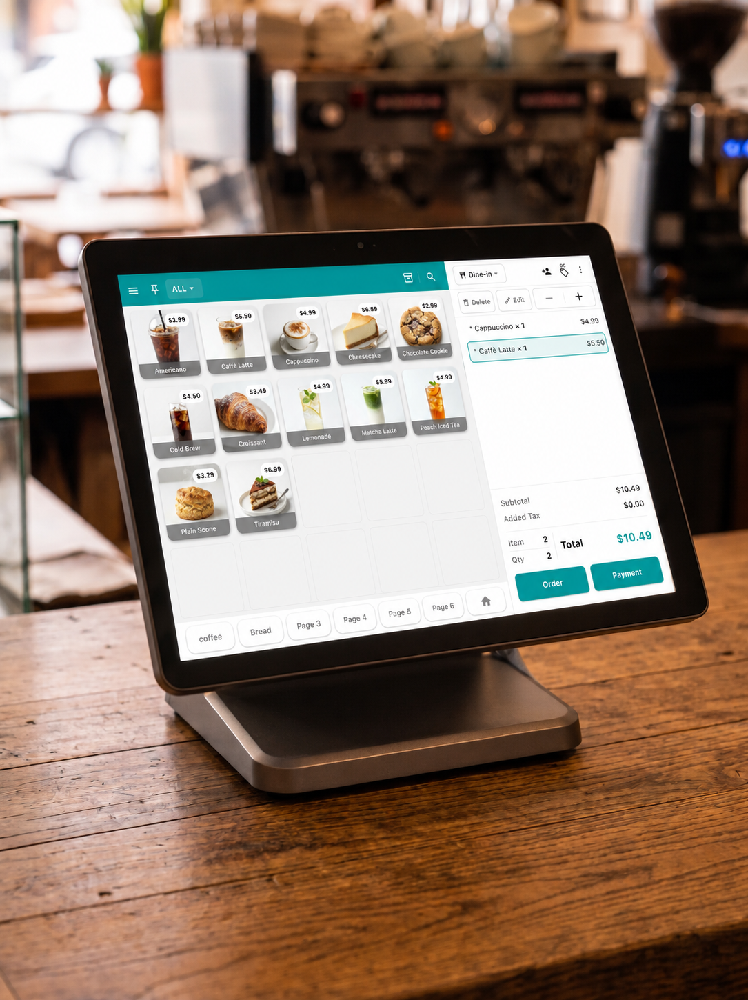 ModaPOS screen used in cafés and restaurants