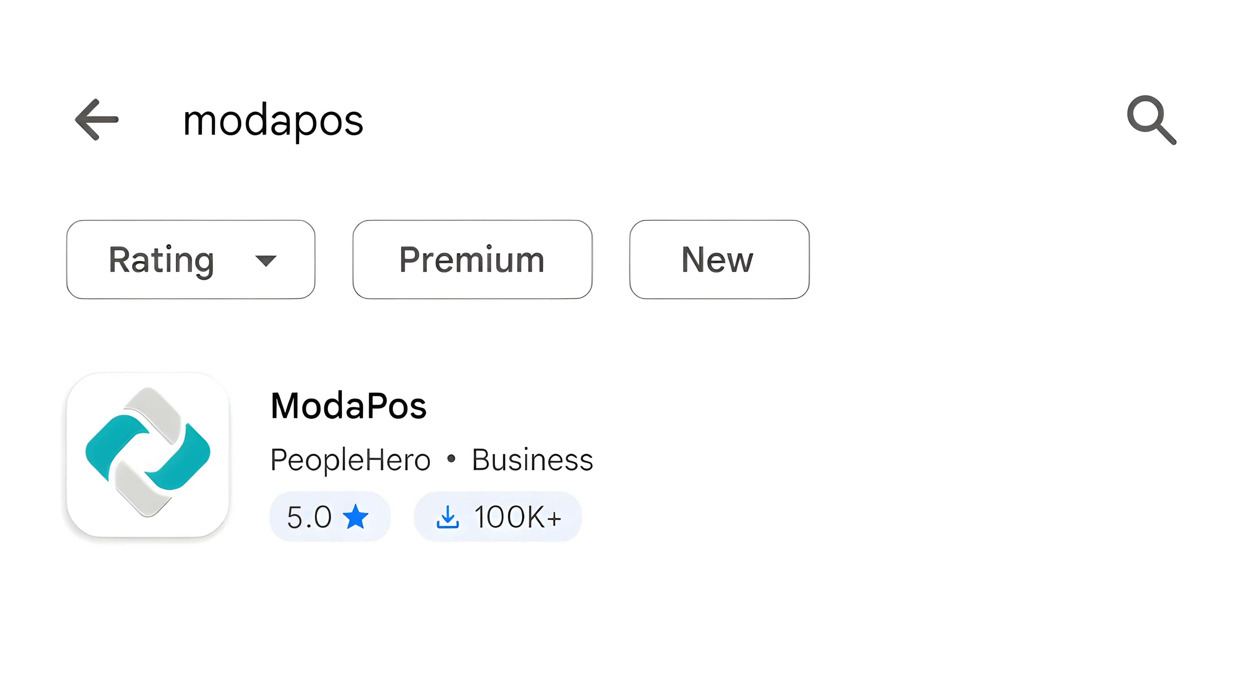 modaPos 다운로드를 안내하는 태블릿 화면